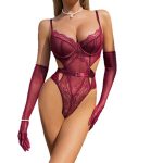 Wine Red Women's Lingerie Bodysuit - Image 5