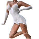 White Sequin Women's Three-Piece Lingerie Set - Image 5