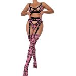 Pink Leopard Print Women's Sheer One-Piece Lingerie - Image 5