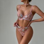 Pink Women's Lace Lingerie Set