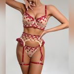 Red Women's Sheer Lingerie Set - Image 2