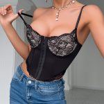 Black Women's Lace Strappy Cut-Out Lingerie Set