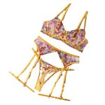 Yellow Women's Three-Piece Lingerie Set - Image 5