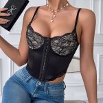 Black Women's Lace Strappy Cut-Out Lingerie Set - Image 2