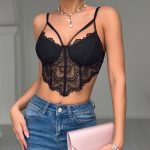 Black Women's Lace Strappy Cut-Out One-Piece Lingerie - Image 3